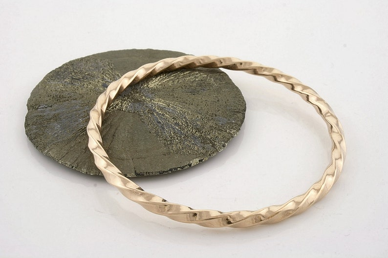 Chunky twisted sleek brass bangle bracelet 2.91 image 2