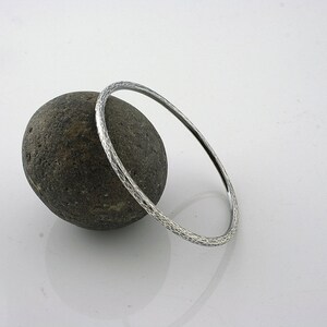 Handcrafted Hammered Blackened 935 Silver Bangle 3 mm 6.15 cm image 4