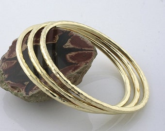 Unique Brass Bangle Set - Elegant Women's Jewelry - Handmade Oval Brass Bangles - Perfect for Evening Wear - 6.5cm