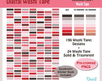 220 Digitale Valentinstag Herzen Washi Tape Aufkleber Liebe Sprüche Goodnotes Stickers Digitale Planner Sticker PNG Sweetheart Bold 01 Washi Tape
