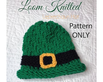 Leprechaun Hat - Loom Knitted Hat Digital Pattern and video tutorial