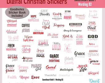 Digitale christliche Aufkleber Sweetheart Bold Goodnotes Stickers Digitale Planner Stickers PNG Set PR01 - Wording 02