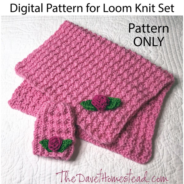 Borderless Matching blanket (any size) and baby hat- Loom Knitted Pattern and video tutorial