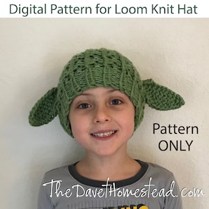 Green Outer Space Charater Inspired Loom Knitted Hat Digital Pattern and video tutorial image 1