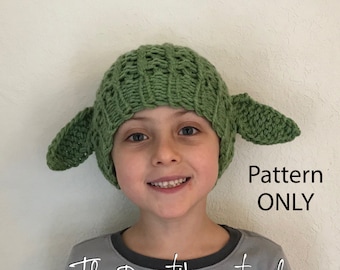 Green Outer Space Charater Inspired Loom Knitted Hat Digital Pattern and video tutorial