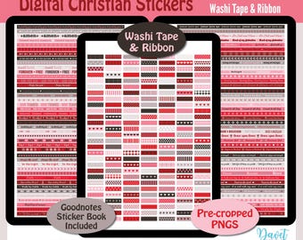 304 Digitale Christian Washi Tape und Band Aufkleber Bibel Verse Goodnotes Aufkleber Planer Aufkleber PNG Sweetheart Bold 01 Washi Set 01