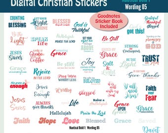 Digitale christliche Aufkleber Nautische mutige Goodnotes-Aufkleber Digitale Planer-Aufkleber PNG-Set PR01 - Wortlaut 05