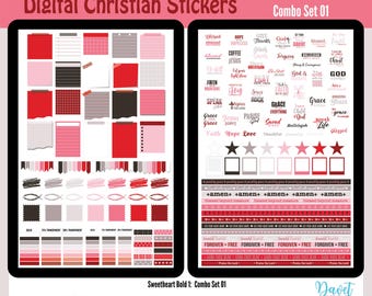 Digital Christian Sweetheart Bold Stickers Goodnotes Stickers Digitale Planner Stickers PNG Set Sweetheart Bold 01 - Set 1