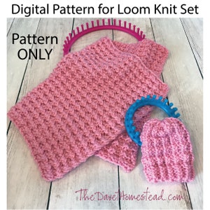 Borderless Matching blanket any size and baby hat Loom Knitted Pattern and video tutorial image 2