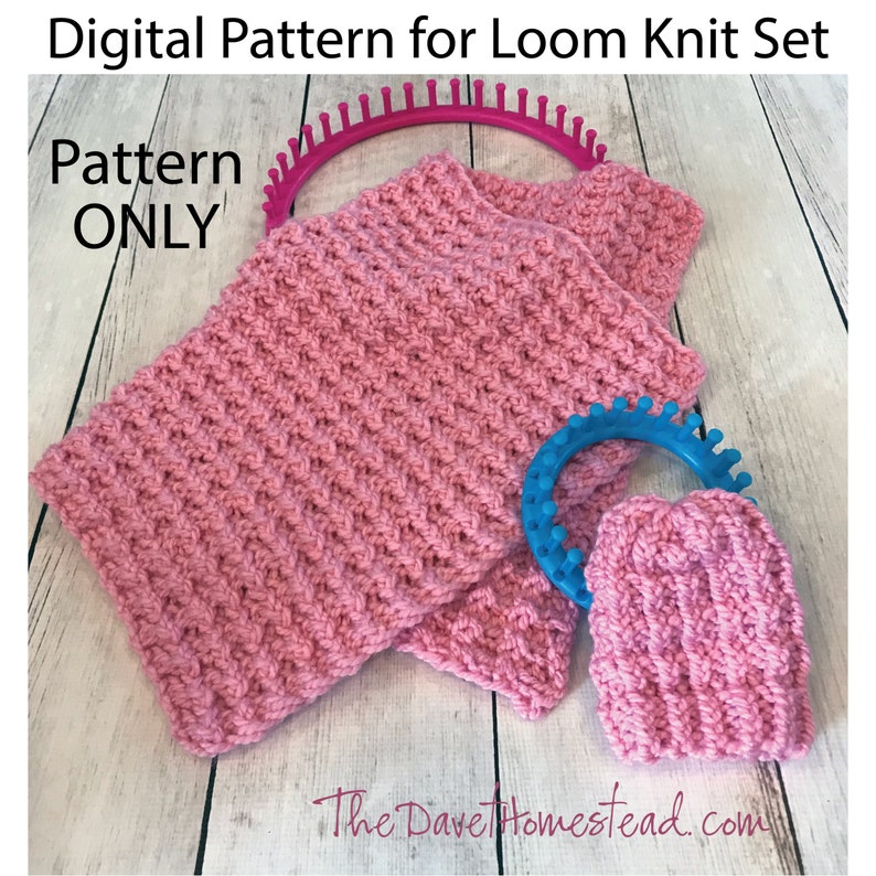 Borderless Matching blanket any size and baby hat Loom Knitted Pattern and video tutorial imagem 2