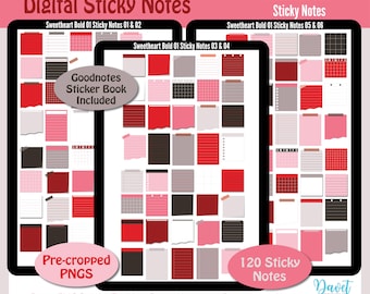 120 Digitale Sweetheart Bold Sticky Note Stickers Goodnotes Stickers Digitale Planner Aufkleber PNG Sweetheart Bold 01
