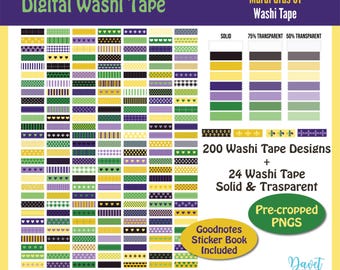 224 Digitale Karneval Washi Tape Aufkleber Goodnotes Stickers Digitale Planner Aufkleber PNG Mardi Gras 01 Washi Tape