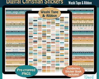 406 Digitale Christian Boho Wüste Washi Tape und Band / Goodnotes Datei / Digitale Planner Journal Aufkleber / PNG -Boho Desert 1 Washi Set 1