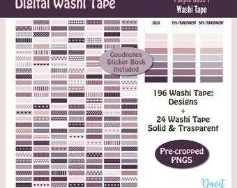 220 Digitale Purple Rose Washi Tape Aufkleber Liebe Sprüche Goodnotes Stickers Digitale Planner Sticker PNG Purple Rose 01 Washi Tape