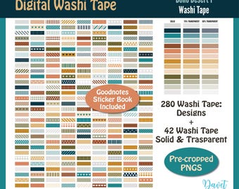 322 Digitales Boho Desert Washi Tape / Goodnotes-Datei / Aufkleber / Digitale Planner Aufkleber / PNG / Boho Desert 1 Washi Tape
