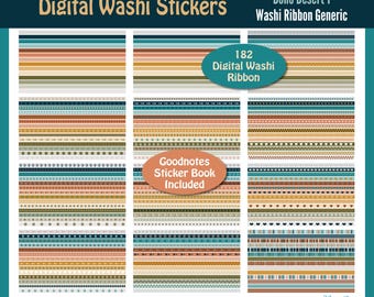 182 digitale Boho Washi Tape Ribbon Aufkleber / Goodnotes-Datei / Aufkleber / digitale Planer Aufkleber / PNG / Boho Desert 1: WR Generic