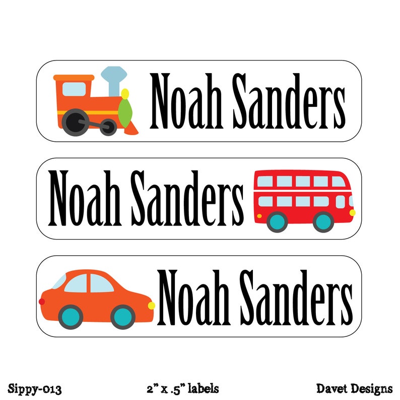 Labels jars Sip003 Dishwasher Safe great for food containers 40 Trucks Waterproof Kid/'s Sippy Cup bottles or baby item lunch box