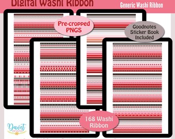 168 Digitale Washi Ribbon Aufkleber Herzen und mehr Goodnotes Stickers Digitale Planner Aufkleber PNG Sweetheart Bold 01 Generisches Washi Ribbon