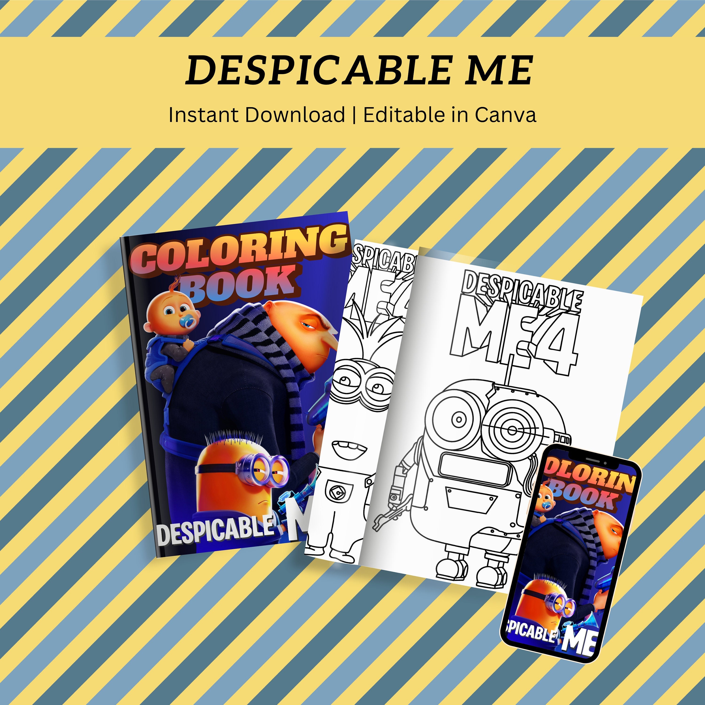 Despicable Me 4 Coloring Book: Fun Activity Pages (digital Download) - Etsy