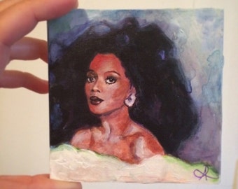 Celebrity & Musician, Diana Ross Original Acrylic Painting Signed by Artist Art by AdrianaStoneArt