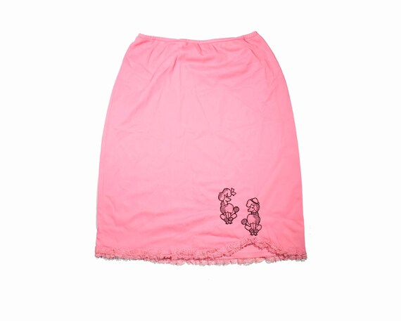 Vintage 1950s 1960s Pink Embroidered Poodle Half S