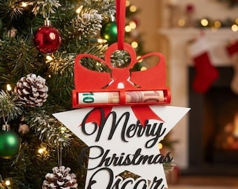 Personalisierter Weihnachtsgeldhalter – Sternenbaum mit Namen – Originelles Geldgeschenk – 3D-gedruckte Dekoration – 12 cm