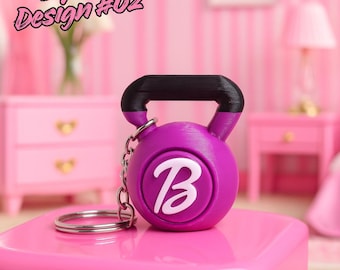 Kettlebell-Schlüsselanhänger im Barbie-Stil – Pinkes, doppelseitiges Fitness-Design