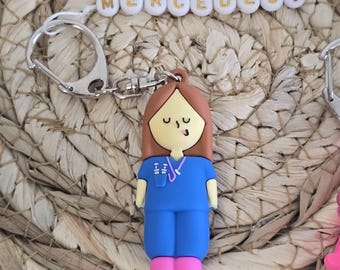 Personalisierter Blasenbrecher-Schlüsselanhänger mit Namen – Krankenschwester