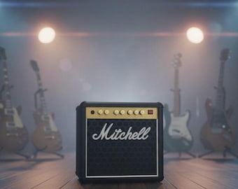 Individuell gestalteter Mini-Verstärker-Plektrumhalter (43 mm) | Geschenk für Musiker, Bassisten und Gitarristen | Bietet Platz für 5 Plektren