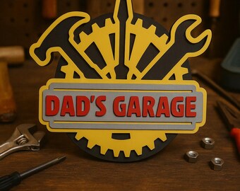Individuelles 3D-Garageschild – Personalisierter Name Werkstatt-Wanddekoration – Geschenk für Papa