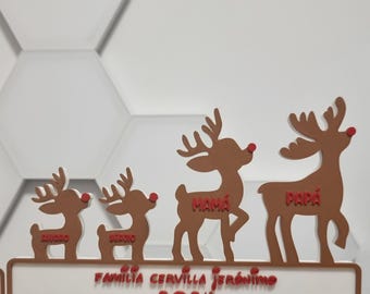 Anpassbare Rentierfamilie – 3D-gedrucktes Weihnachtsschild