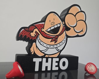 Benutzerdefinierte Captain Underpants Lampe – Personalisierte Raumdekoration mit Namen und optionalem Licht