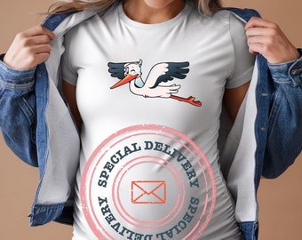 Funny Pregnancy Announcement Png, Special Delivery Png, Stork Bringing Baby Png, Maternity Png, Baby Reveal, New Mom, Mom to be,Baby Shower