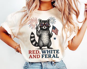 Red White and Feral Png,Funny Feral 4th Of July PNG,Funny USA Shirt Design, Funny Raccoon Png, 4th Of July Digital Download,Hotdog Raccoon