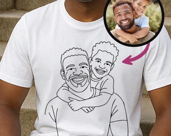 Father's Day Gift Idea, Father and Son Custom Line Art Png,Daddy and Daughter Photo Sketch Png,Outline Drawing,Personalized Photo To Drawing