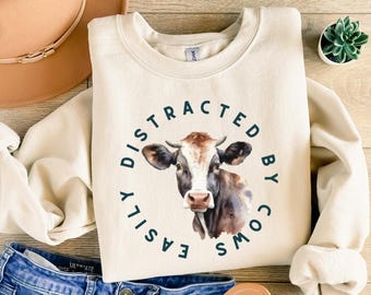 Easily Distracted by Cows Png, tRENDY Cows Png, Farmer Gift Png, Funny Cow Png, Farm Love Png,Animal Lover Png,sublimation,Funny Cow Clipart