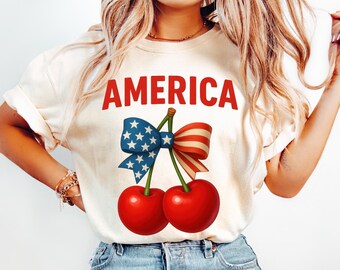 America Cherry Png, Coquette America Png, American Girl Png, Retro 4th Of July PNG, Patriotyczny projekt sublimacji, USA Png, Czwarty lipca, Natychmiastowy