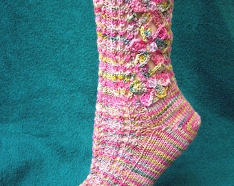 Flower Socks Knitting Pattern via Download