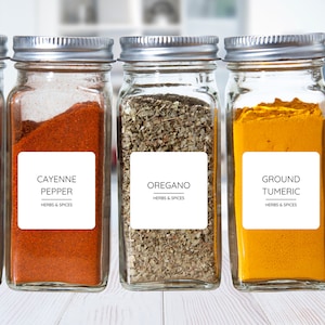 5cm x 5cm Kitchen Pantry Labels - Herbs & Spices Labels Kitchen Organisation, Personalised, Water resistant, Minimalist, Custom Pantry Label