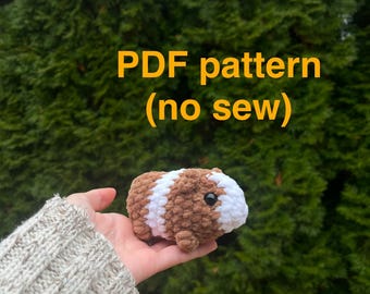縫わずに編めるモルモットのぬいぐるみの作り方、初心者向けあみぐるみ