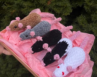 Peluche ratto all'uncinetto personalizzato: morbido animale di peluche fatto a mano