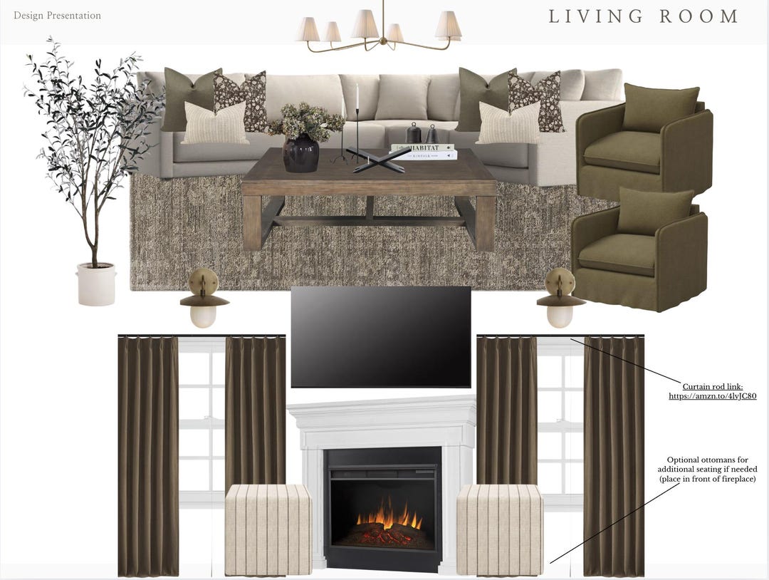 Virtual Interior Design Services: Living Room Edesign Mood Board - Etsy