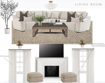 Custom Living Room E-Design Service | Virtual Interior Design Help | Modern Living Room Styling | Affordable Home Décor Consultation