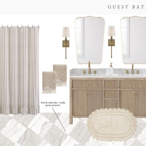 Custom Guest Bathroom E-Design | Virtual Bathroom Design Service | Online Bath Makeover | Small Bathroom Styling Consultation
