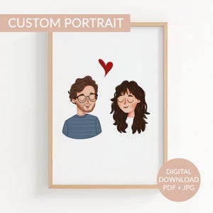 Digital Custom Portrait, Cute Couple Portrait from Photo, Cartoon Family Illustration, Wedding Anniversary and Birthday gift, Christmas gift
