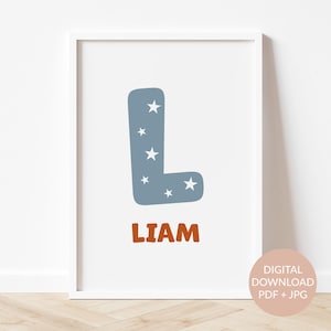Pôster personalizado com monograma e nome de bebê para impressão, Arte de parede fofa e personalizada para berçário, Presente atencioso para recém-nascido, Surpresa para pais de primeira viagem