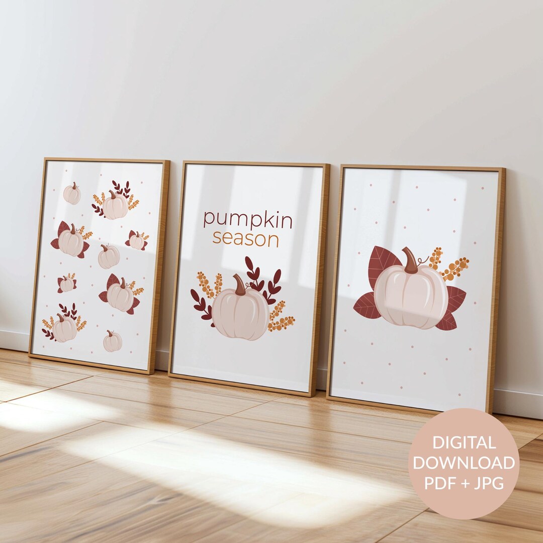 Modern Pumpkin Wall Decor - Set of 3 Printable Fall Season ...