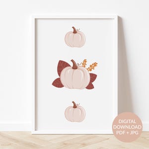 Leuke herfstpompoen muurkunst, moderne en unieke herfst afdrukbare illustratie, gezellig en warm interieur voor de herfst, stijlvolle spookachtige seizoensafdrukken