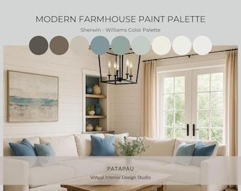 Modern Farmhouse Coordinating Colors | Sherwin Williams Whole House Paint Palette Guide (Digital Download)