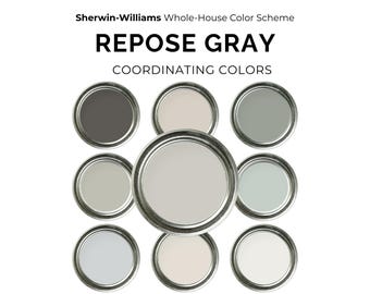 Sherwin Williams Repose Gray Palette SW 7015 | Perfect Greige Paint Colors | Organic Modern & Transitional Home | Whole House Scheme